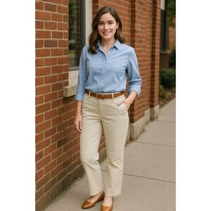 Talbots Stretch Pants Khaki Beige Chinos W 16 Office Preppy Business Casual